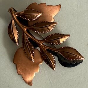 Vintage Copper Leaf Brooch by Renoir